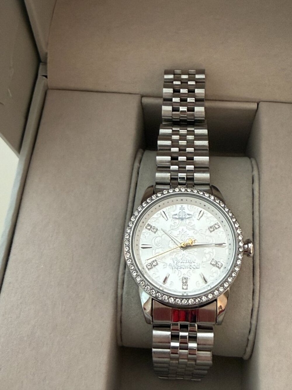 Vivienne Westwood Time Machine Silver Crystal Orb Watch + Box